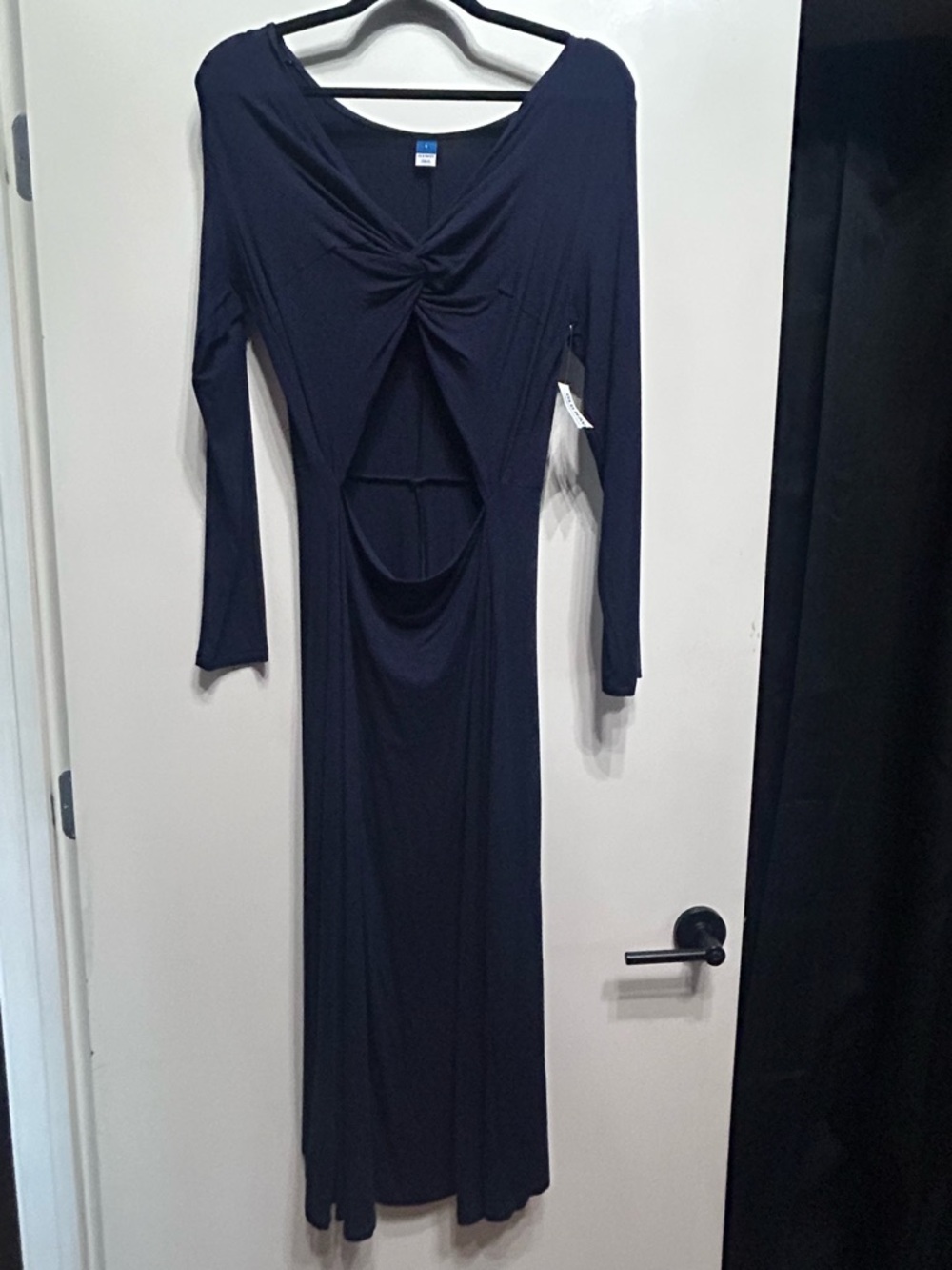 Old Navy Navy Long Sleeve Twist-Front Cutout Maxi Dress
